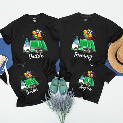 Personalized Garbage Truck Birthday T-Shirt for Toddler Boy, Cute Trash Bash Tee, Hayden Name on Truck, Kids' Party Gift