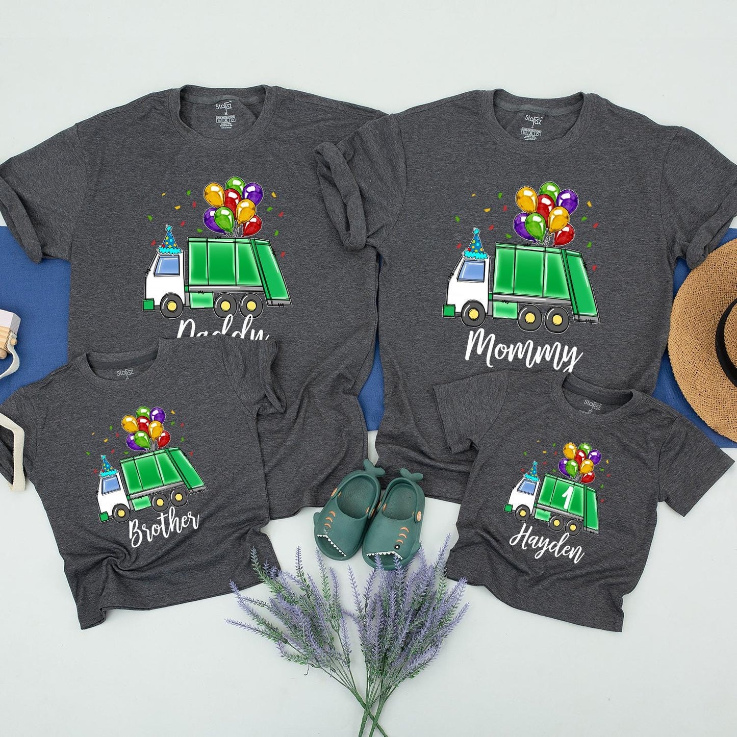 Personalized Garbage Truck Birthday T-Shirt for Toddler Boy, Cute Trash Bash Tee, Hayden Name on Truck, Kids' Party Gift