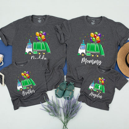 Personalized Garbage Truck Birthday T-Shirt for Toddler Boy, Cute Trash Bash Tee, Hayden Name on Truck, Kids' Party Gift