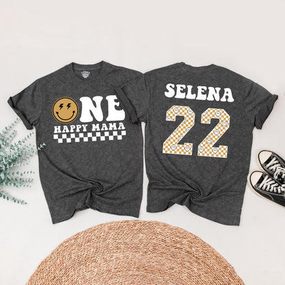One Happy Dude Birthday Matching Family Shirts Retro Smiley Face, Vintage 1st Birthday Outfit, First Birthday, Fun Party, Black & Tan Design - 139 chars