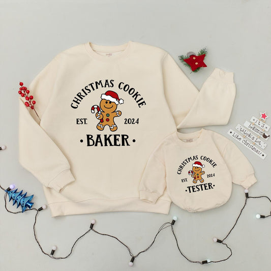 Christmas Cookie Baking Crew Sweatshirt: Festive Gingerbread Man 2024 Baker Shirt, Holiday Cookie Tester Pullover, The Cookie Crew, Christmas Family Shirt
