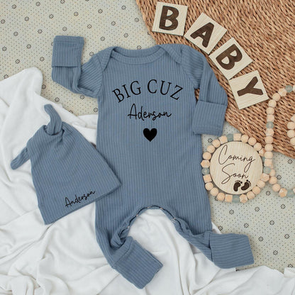 Big Cousin Baby Bodysuit Set, New to the Crew Outfit, Long Sleeve Newborn Romper, Cute Cousin Clothes, Baby Shower Gift, Family Matching Apparel (137 chars)