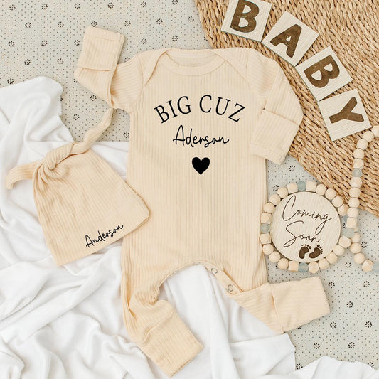 Big Cousin Baby Bodysuit Set, New to the Crew Outfit, Long Sleeve Newborn Romper, Cute Cousin Clothes, Baby Shower Gift, Family Matching Apparel (137 chars)