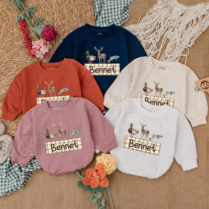 Personalized Mallard Duck Hunting Baby Boy Romper - Custom Name Duck Hunter Newborn Bodysuit Gift for Baby Shower