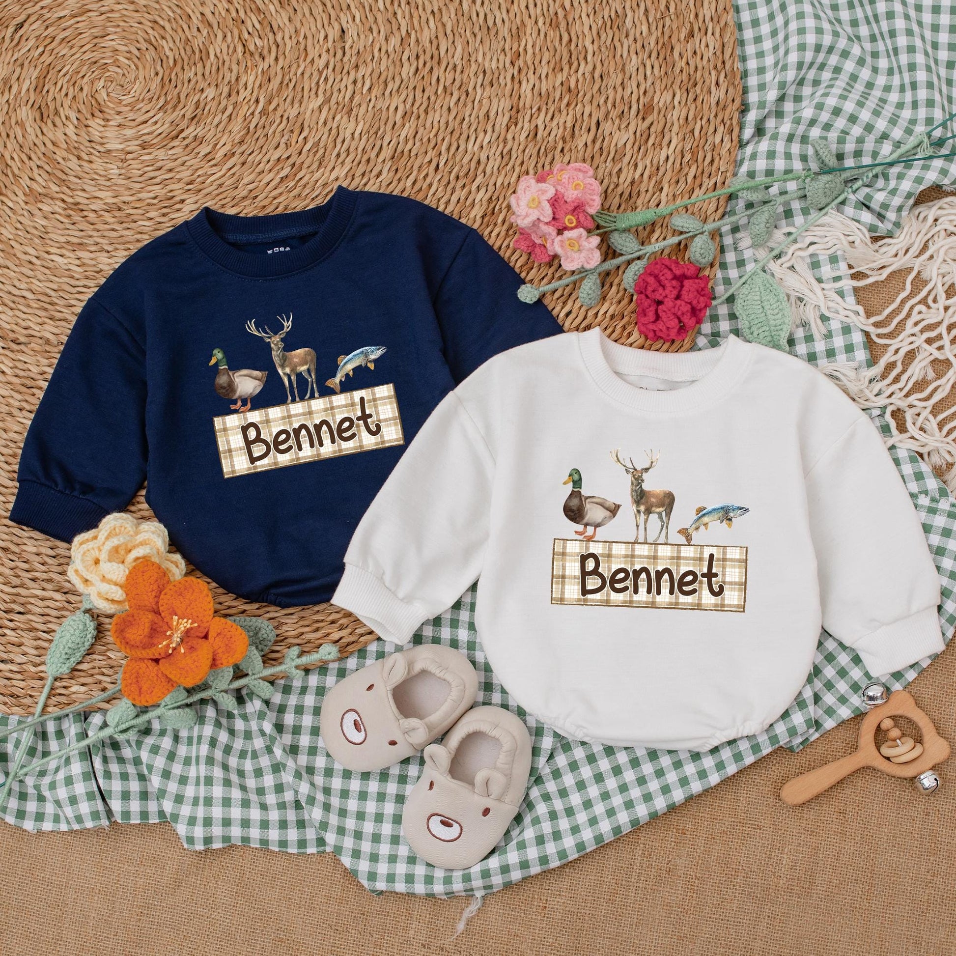 Personalized Mallard Duck Hunting Baby Boy Romper - Custom Name Duck Hunter Newborn Bodysuit Gift for Baby Shower