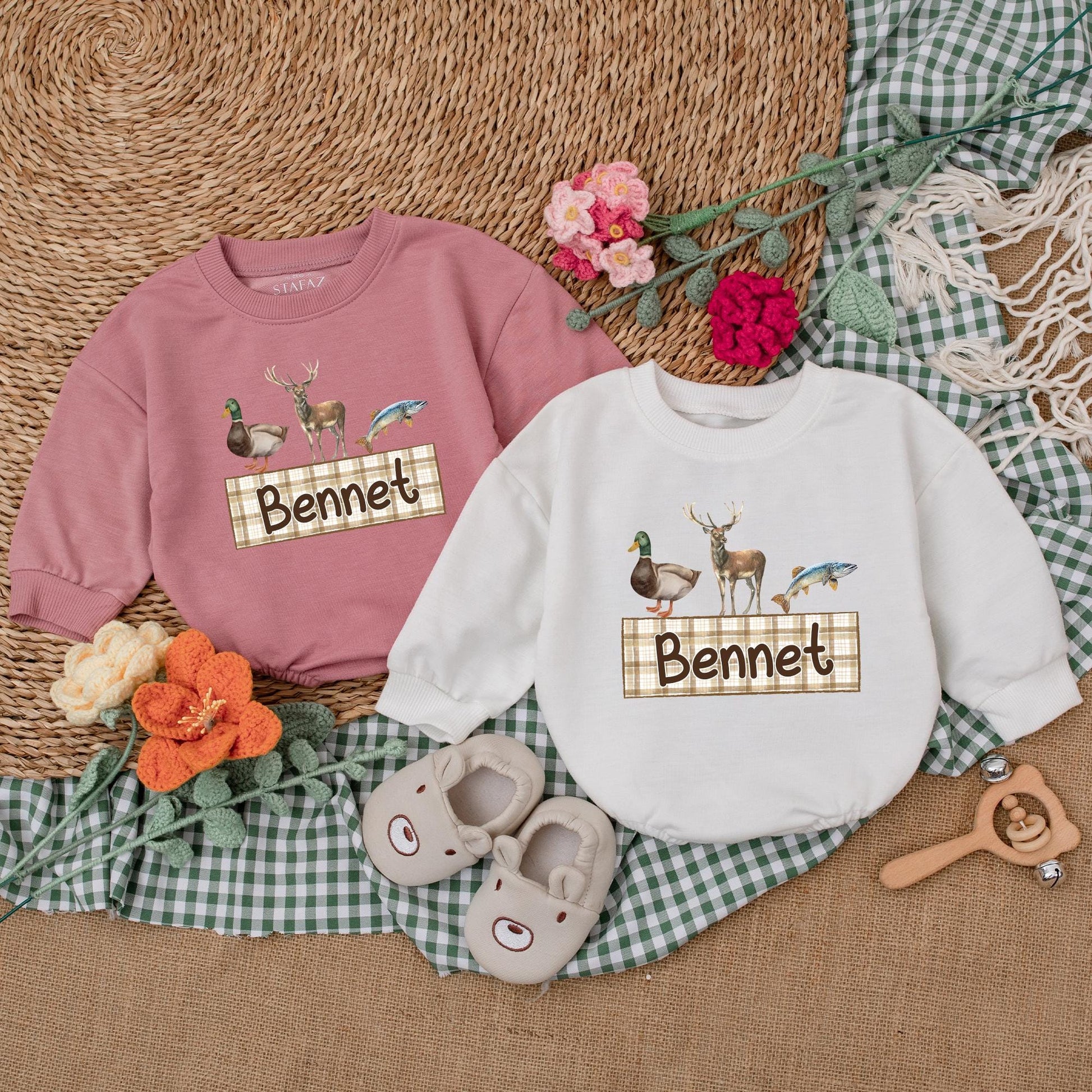 Personalized Mallard Duck Hunting Baby Boy Romper - Custom Name Duck Hunter Newborn Bodysuit Gift for Baby Shower