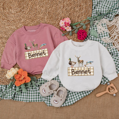 Personalized Mallard Duck Hunting Baby Boy Romper - Custom Name Duck Hunter Newborn Bodysuit Gift for Baby Shower