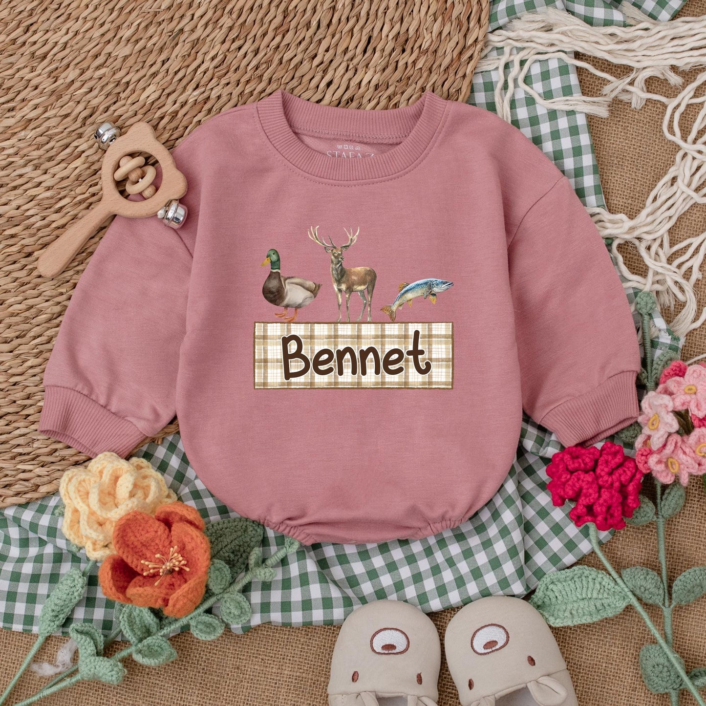Personalized Mallard Duck Hunting Baby Boy Romper - Custom Name Duck Hunter Newborn Bodysuit Gift for Baby Shower