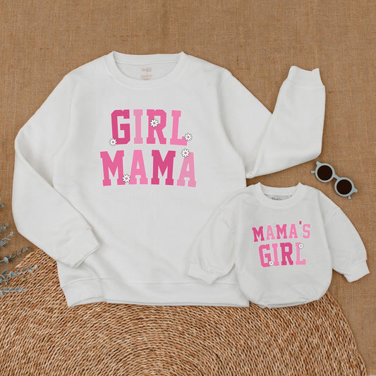 Matching Mama and Mama's Girl Sweatshirts & Romper Set, Mommy and Me Outfits, Mother Daughter Gift