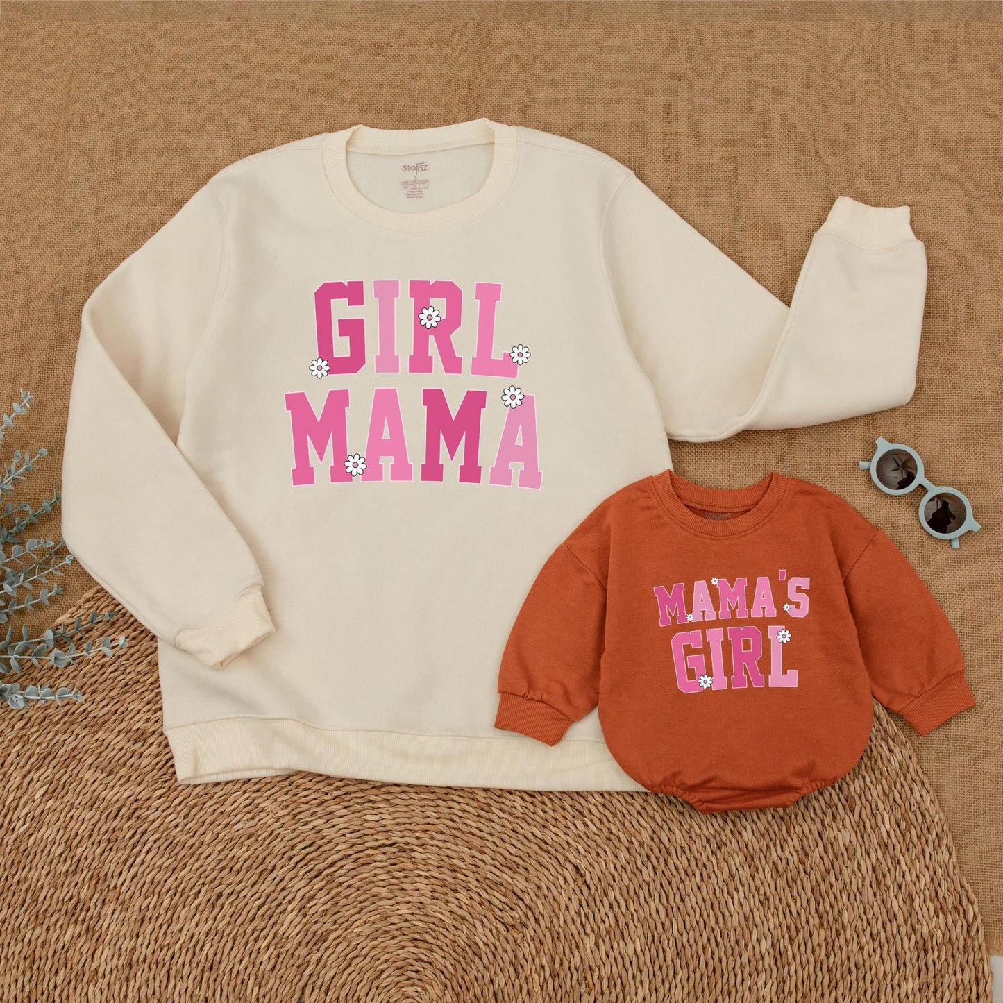 Matching Mama and Mama's Girl Sweatshirts & Romper Set, Mommy and Me Outfits, Mother Daughter Gift
