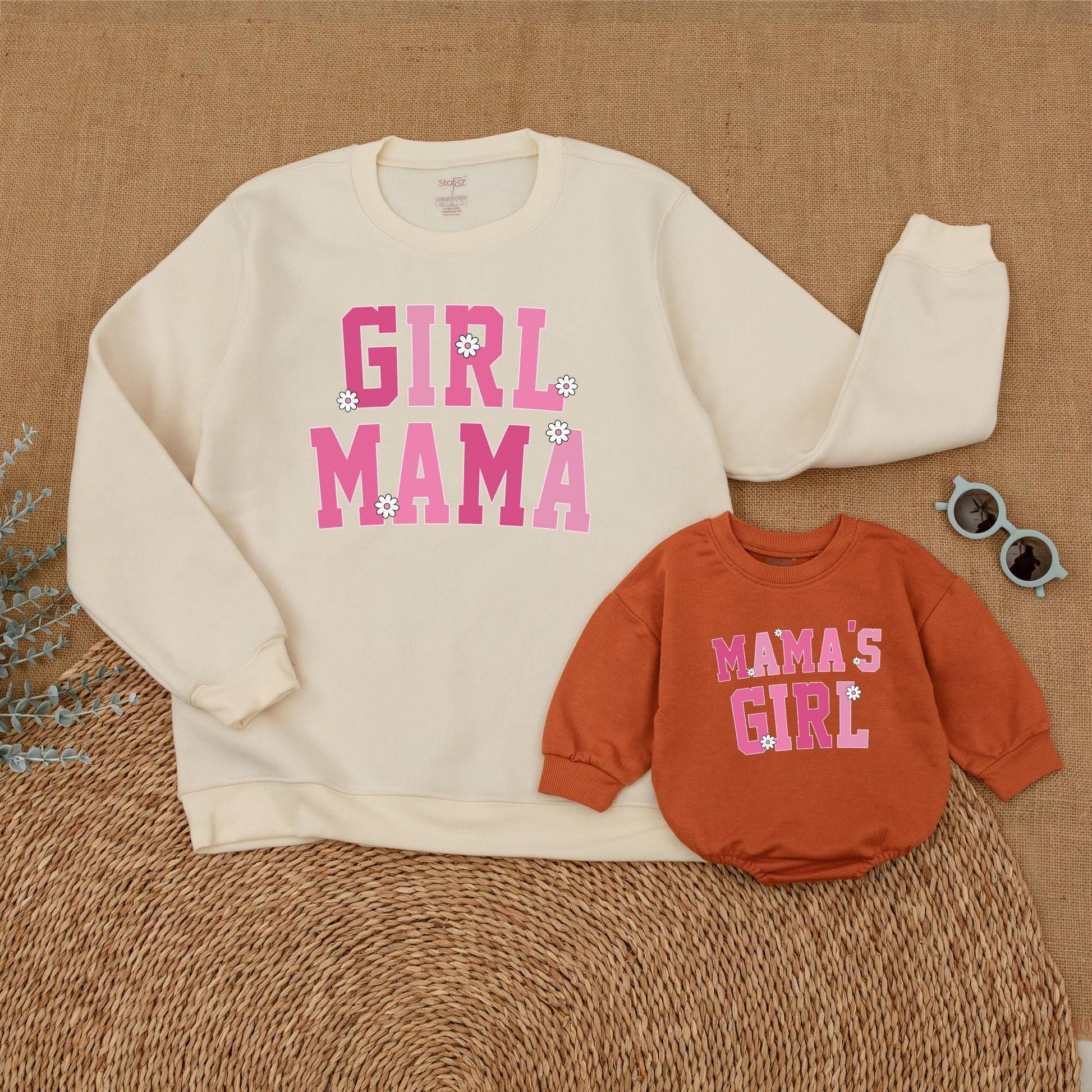 Matching Mama and Mama's Girl Sweatshirts & Romper Set, Mommy and Me Outfits, Mother Daughter Gift