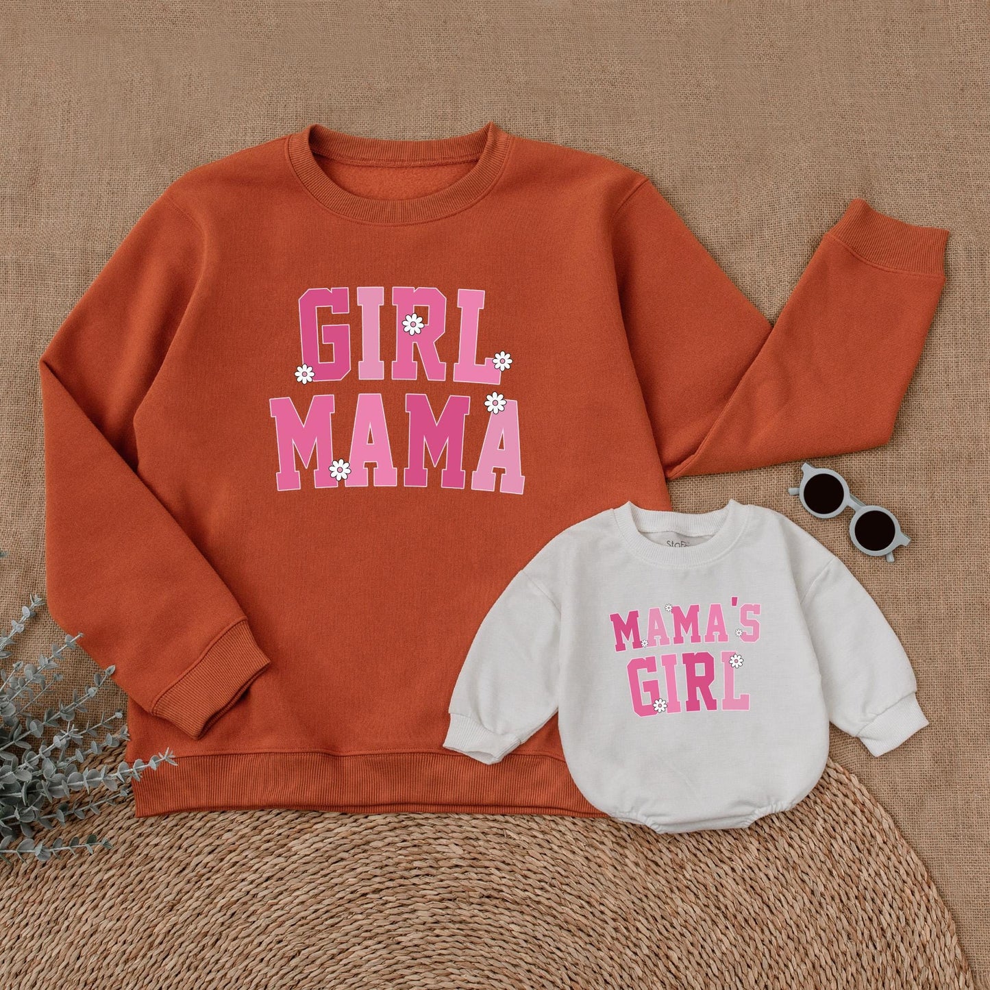 Matching Mama and Mama's Girl Sweatshirts & Romper Set, Mommy and Me Outfits, Mother Daughter Gift
