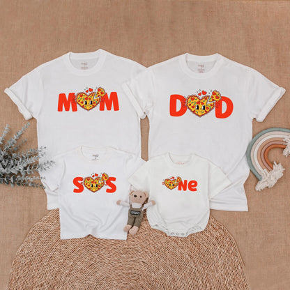 Pizza Birthday Family Matching Bubble Romper First Birthday Girl Outfit Cute Pizza Party Mommy and Me Clothes Cotton Comfortable Toddler