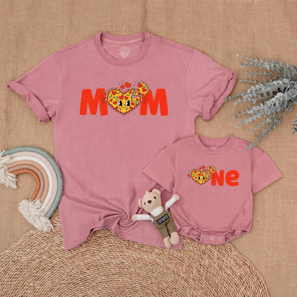 Pizza Birthday Family Matching Bubble Romper First Birthday Girl Outfit Cute Pizza Party Mommy and Me Clothes Cotton Comfortable Toddler