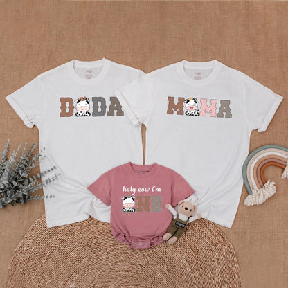 Cow Family Birthday Shirt Mommy and Me Matching Farm Western First Birthday Outfit Girl