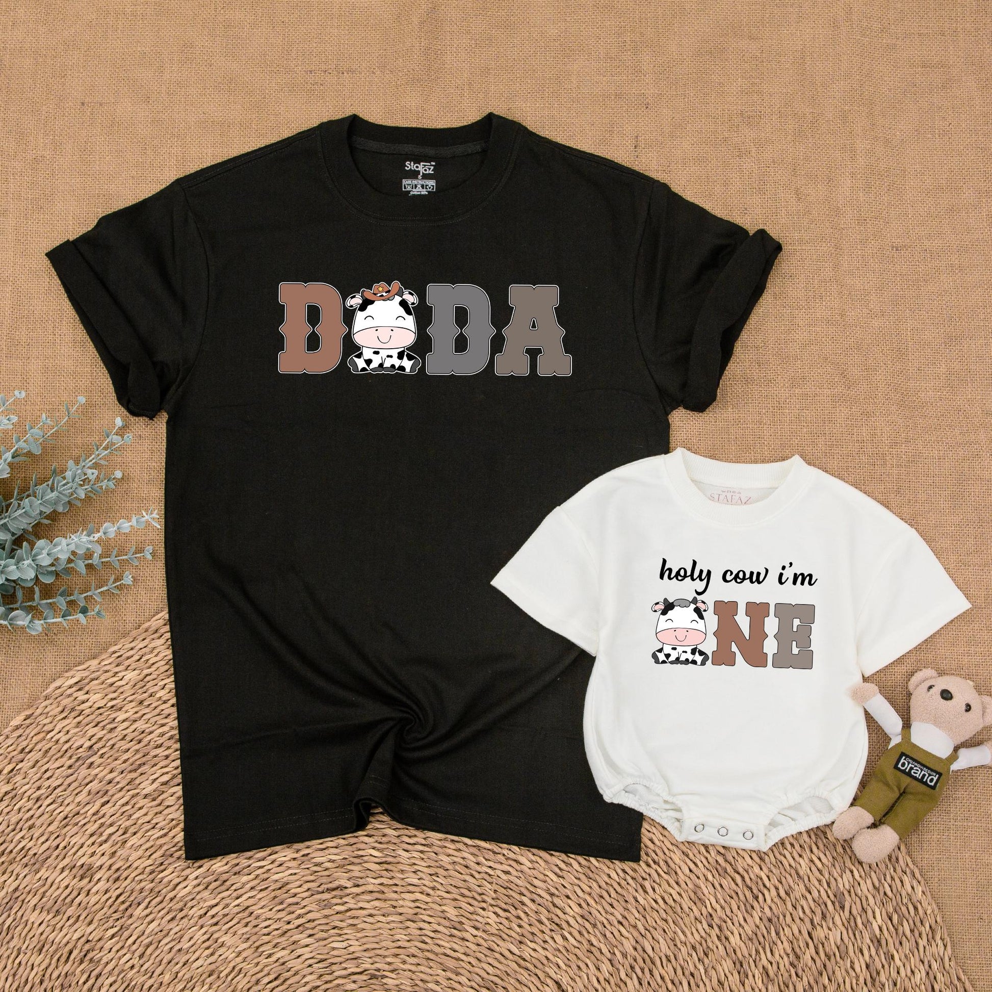 Cow Family Birthday Shirt Mommy and Me Matching Farm Western First Birthday Outfit Girl