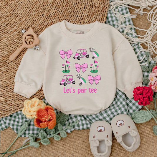 Pink Let's Par Tee Baby Romper Cute Golfing Bodysuit Daddy's Buddy Newborn Bubble Outfit