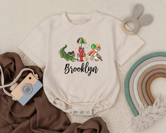 Customizable Mardi Gras Baby Romper Cute Sweatshirt Unisex Baby Clothes Baby Shower Gift Newborn Outfit