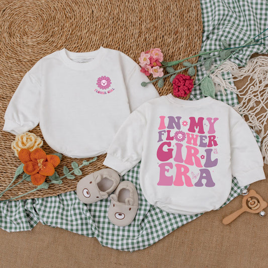 In My Flower Girl Era Baby Romper Bodysuit Flower Girl Wedding Outfit Trendy Soft Cotton Bridal Party Infant Toddler Gift