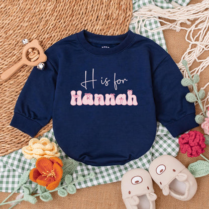 Personalized Pink Bow Baby Girl Romper Custom Name Outfit with Adorable Bow Newborn Clothes Cute Girly Design