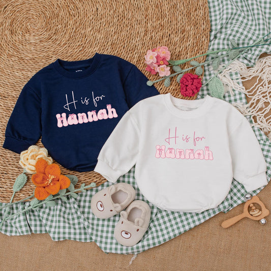 Personalized Pink Bow Baby Girl Romper Custom Name Outfit with Adorable Bow Newborn Clothes Cute Girly Design