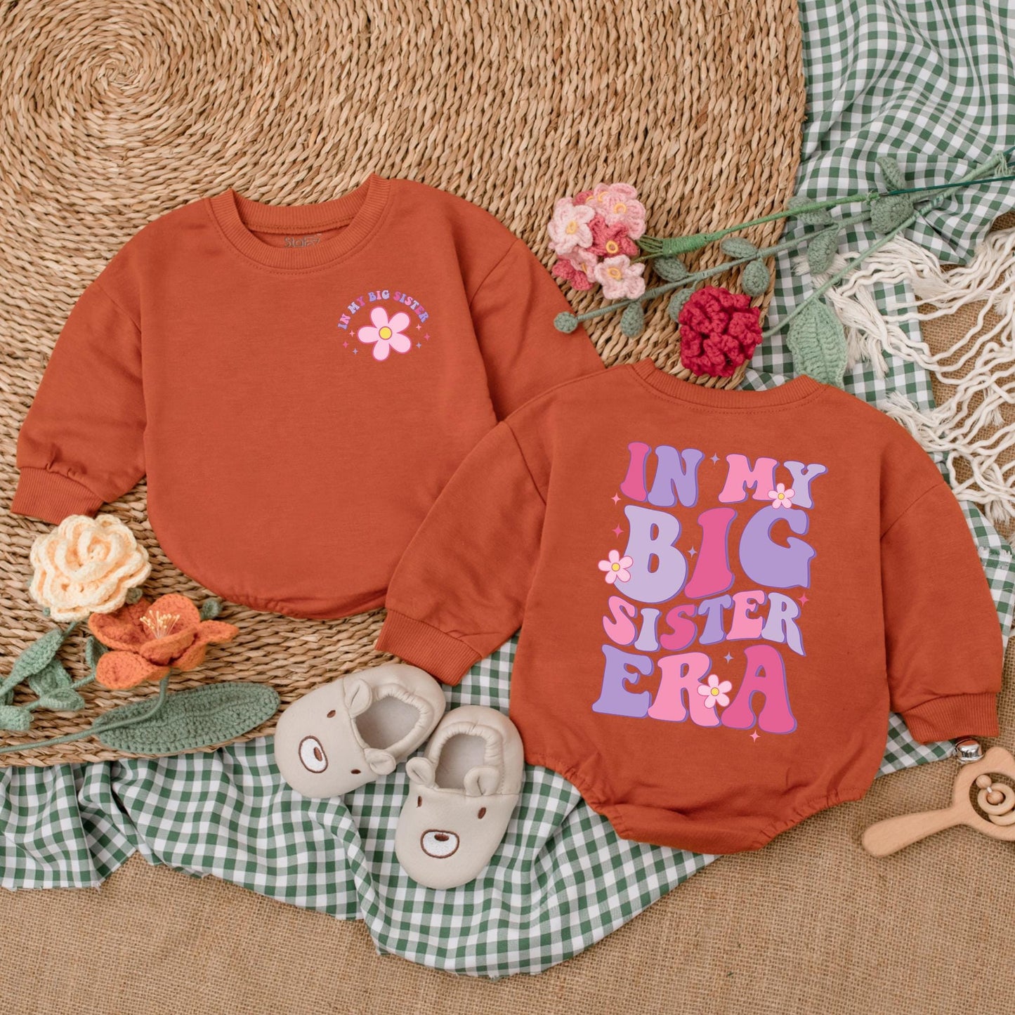 Big Sister Era Baby Romper Cute Big Sis Bodysuit Baby Girl Outfit Birth Announcement Pregnancy Announcement Baby Shower Gift Newborn Soft