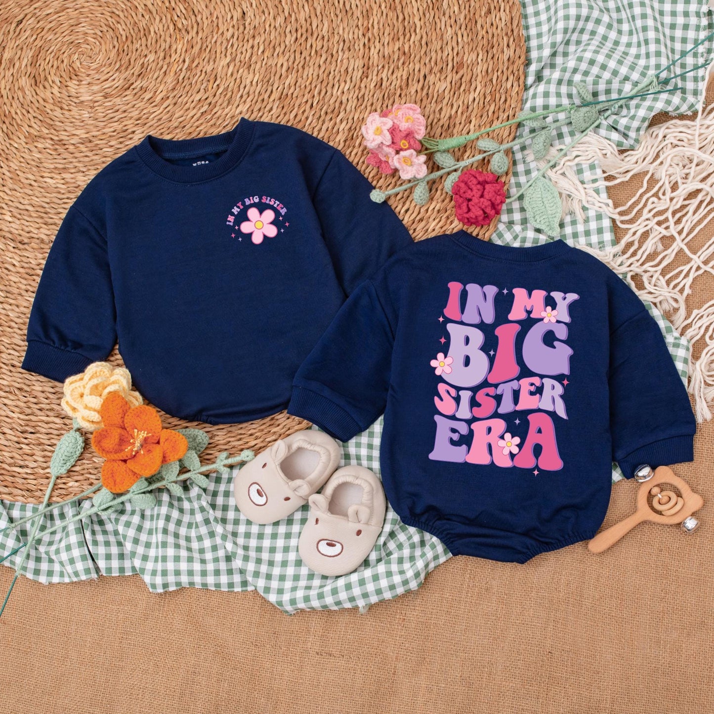 Big Sister Era Baby Romper Cute Big Sis Bodysuit Baby Girl Outfit Birth Announcement Pregnancy Announcement Baby Shower Gift Newborn Soft