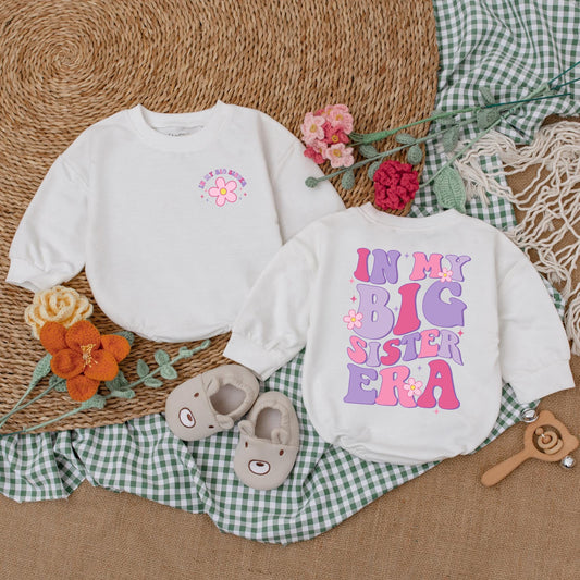 Big Sister Era Baby Romper Cute Big Sis Bodysuit Baby Girl Outfit Birth Announcement Pregnancy Announcement Baby Shower Gift Newborn Soft