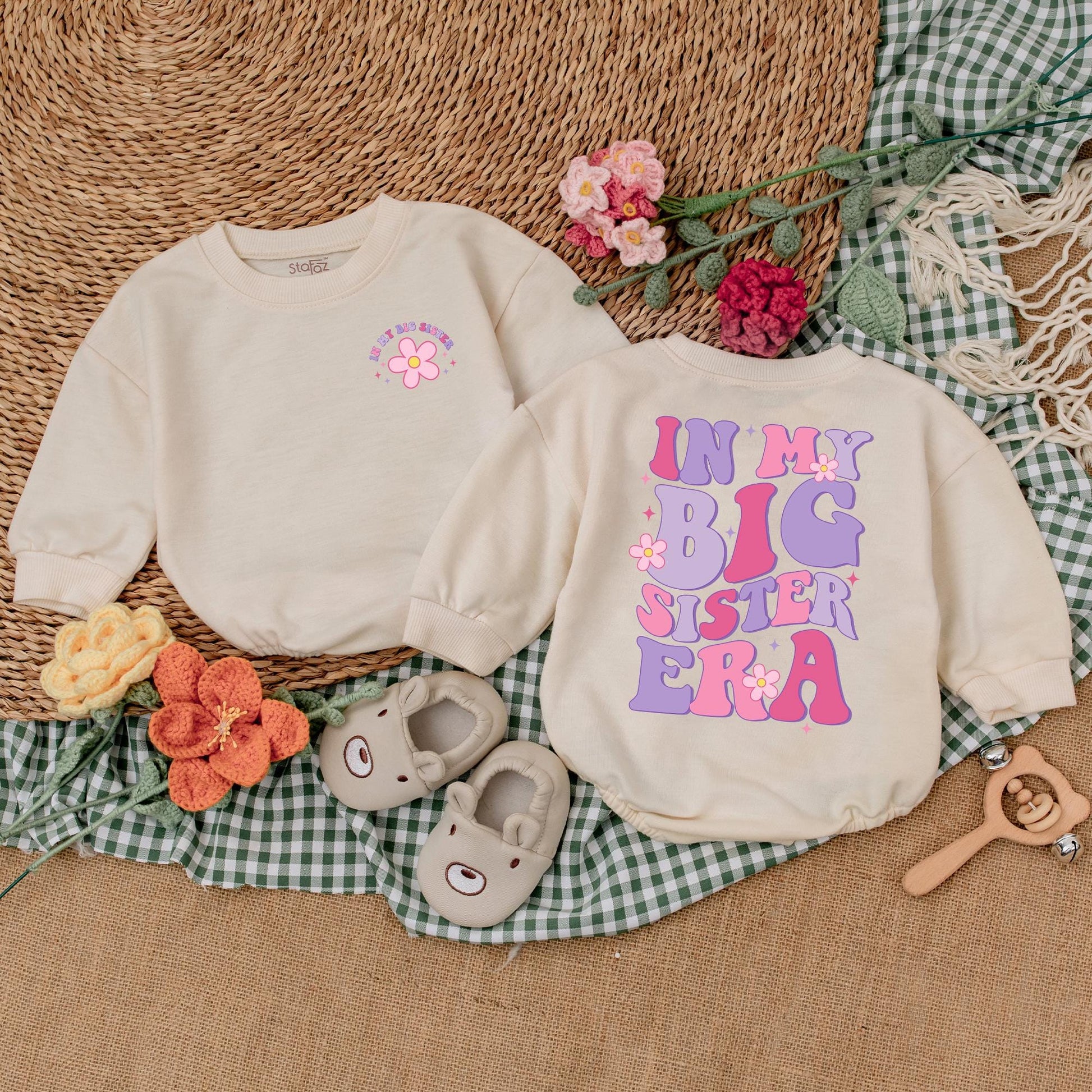 Big Sister Era Baby Romper Cute Big Sis Bodysuit Baby Girl Outfit Birth Announcement Pregnancy Announcement Baby Shower Gift Newborn Soft