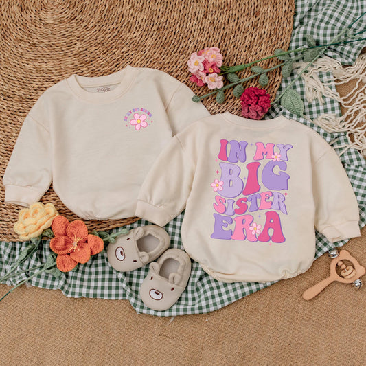 Big Sister Era Baby Romper Cute Big Sis Bodysuit Baby Girl Outfit Birth Announcement Pregnancy Announcement Baby Shower Gift Newborn Soft