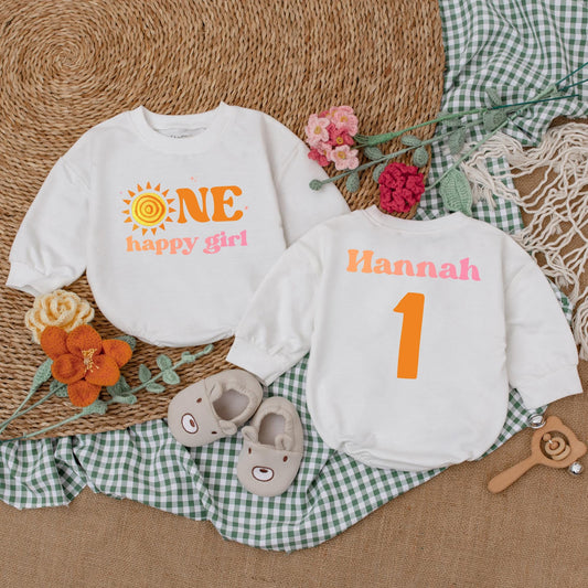 One Happy Girl Romper First Trip Around The Sun Boho Sun Birthday Outfit Little Sunshine Baby Bodysuit Summer Gift