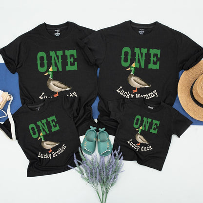 ONE Lucky Duck Matching Family Birthday Shirts for Baby Boy 1st Birthday Party Celebration Comfortable Cotton Gifts