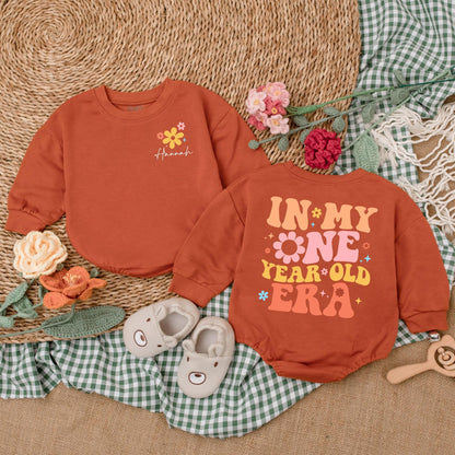 My One Year Old Era Romper Baby Girl Birthday Bodysuit First Birthday Outfit Custom Name Toddler Outfit Gift for Party