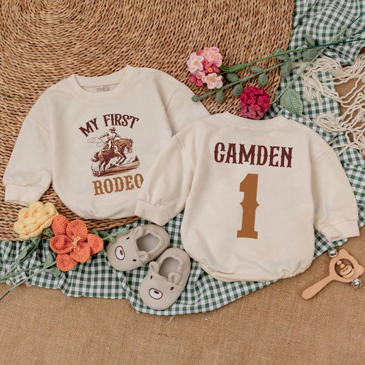 Personalized My First Rodeo Birthday Romper Western Baby Boy Outfit Custom Name First Birthday Bodysuit Baby Shower Gift Outfit