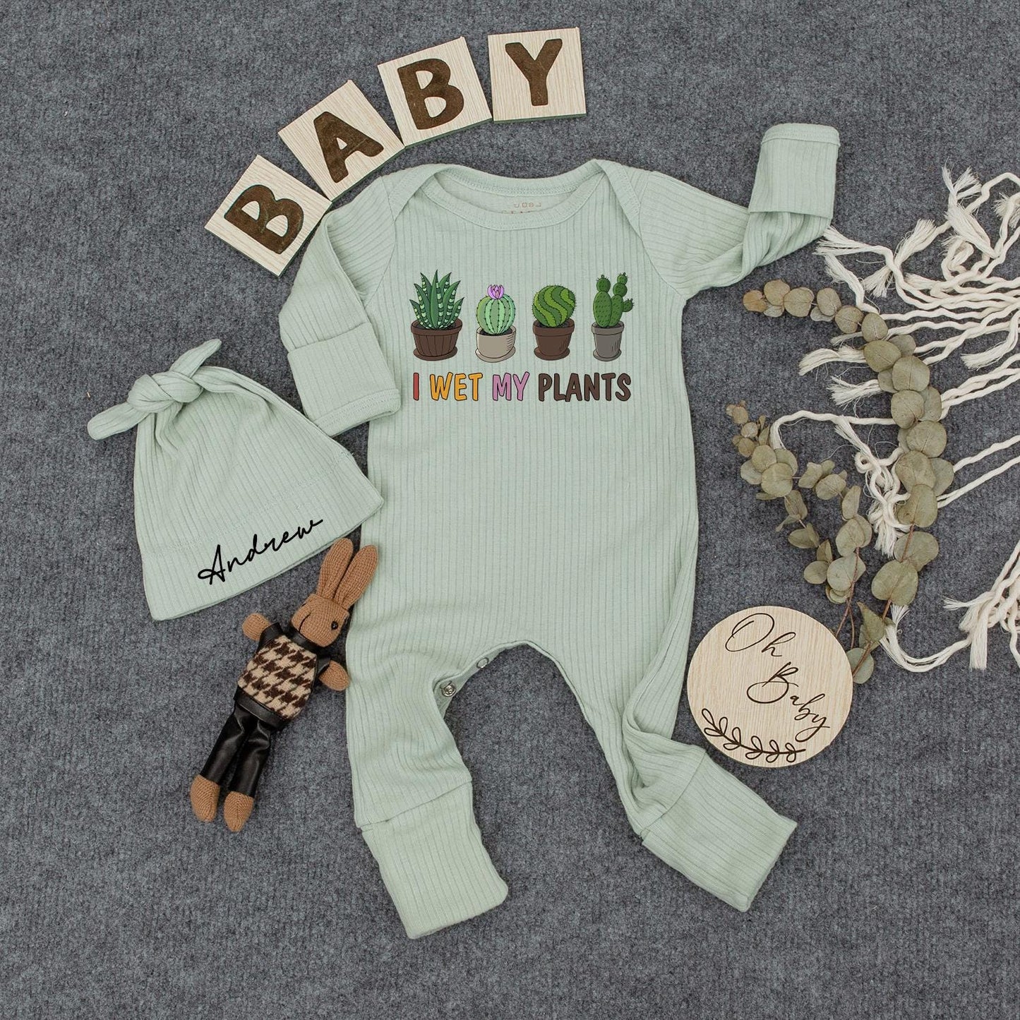 I Wet My Plants Baby Bodysuit Funny Cactus Plant Romper Cute Natural Baby Girl Boy Newborn Outfit Gift
