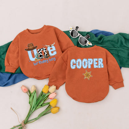 Western Cowboy 1st Birthday Romper for Boys Wild One Rodeo Outfit Personalized Baby Clothes