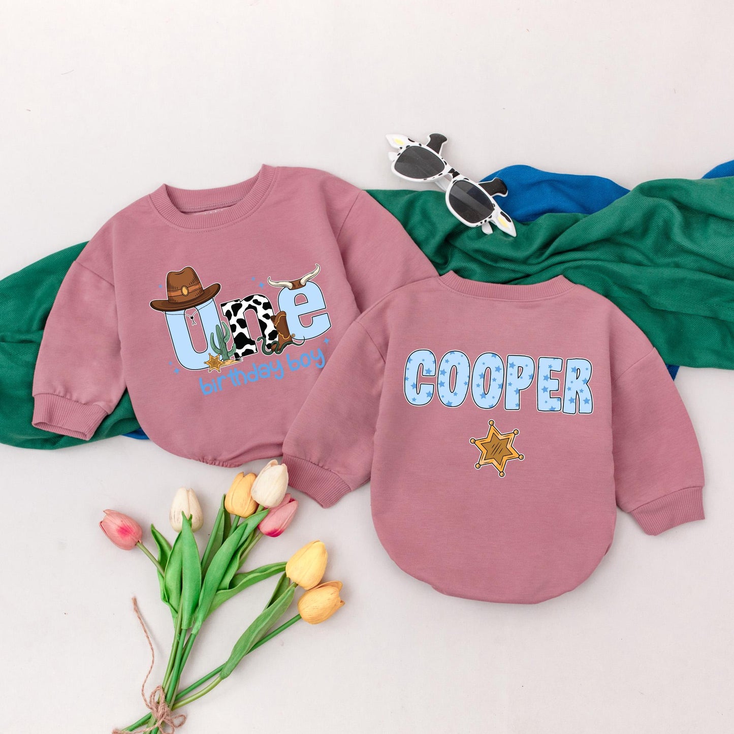 Western Cowboy 1st Birthday Romper for Boys Wild One Rodeo Outfit Personalized Baby Clothes
