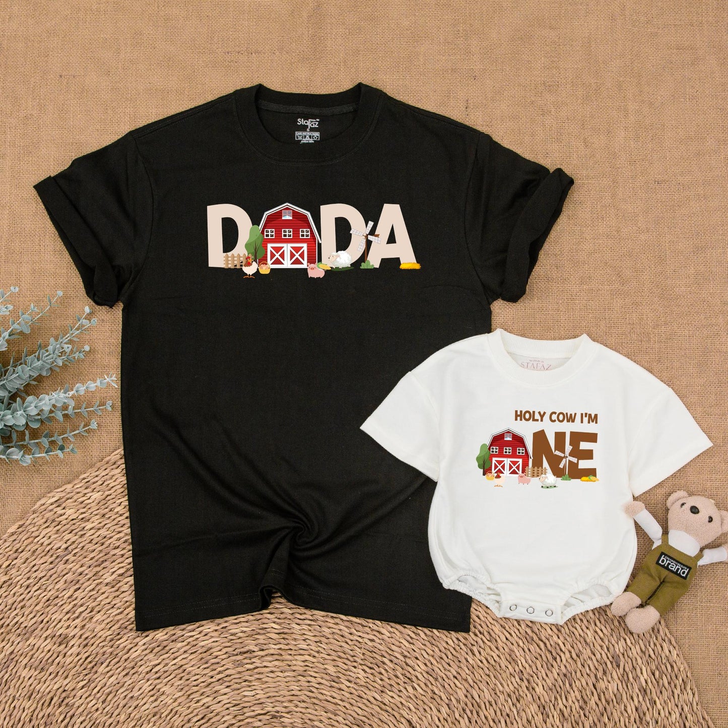 Farm Family Birthday Shirt Adorable Cow & Barn Design Matching Mommy and Me Outfits for Barnyard Bash First Birthday Celebration