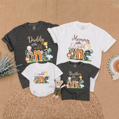 Wild One Safari Birthday Family Matching Shirt Mommy and Me Outfit Boys First Birthday