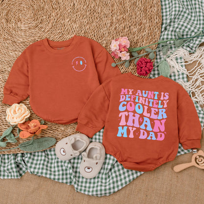 My Aunt is Definitely Cooler Than My Dad Baby Romper Cute Auntie's Bestie Bodysuit Fun Cool Aunt Outfit Baby Shower Gift for Aunt Cotton Soft Comfortable