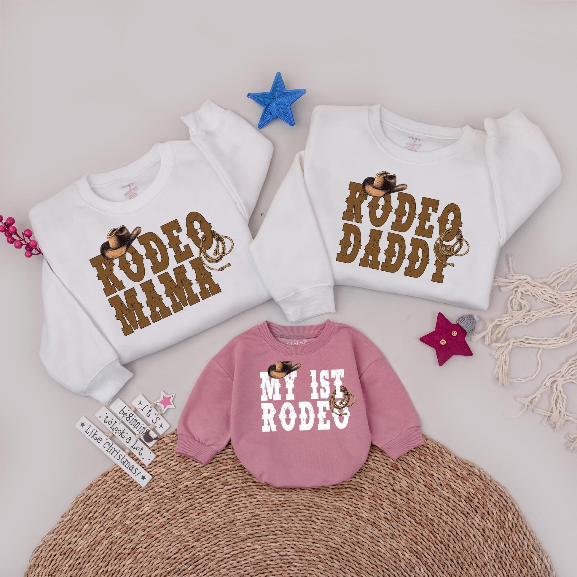 My First Rodeo Family Matching Cowboy Western Birthday Outfit Mama Daddy Kid 1st Birthday Celebration Shirt