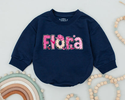 Flora Western Cowgirl 1st Birthday Romper Baby Girl Outfit Custom Name Design Western Baby Clothes