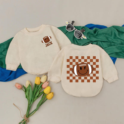 Personalized Sundays We Watch Football with Daddy Romper Custom Name Baby Game Day Outfit Daddy and Me Football Season Gift First Birthday