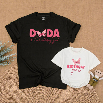 Butterfly Birthday Girl Matching Family Shirts Cute Outfit Baby Romper First Birthday Party Flutter Theme Matching Set Toddler Birthday Gift Idea