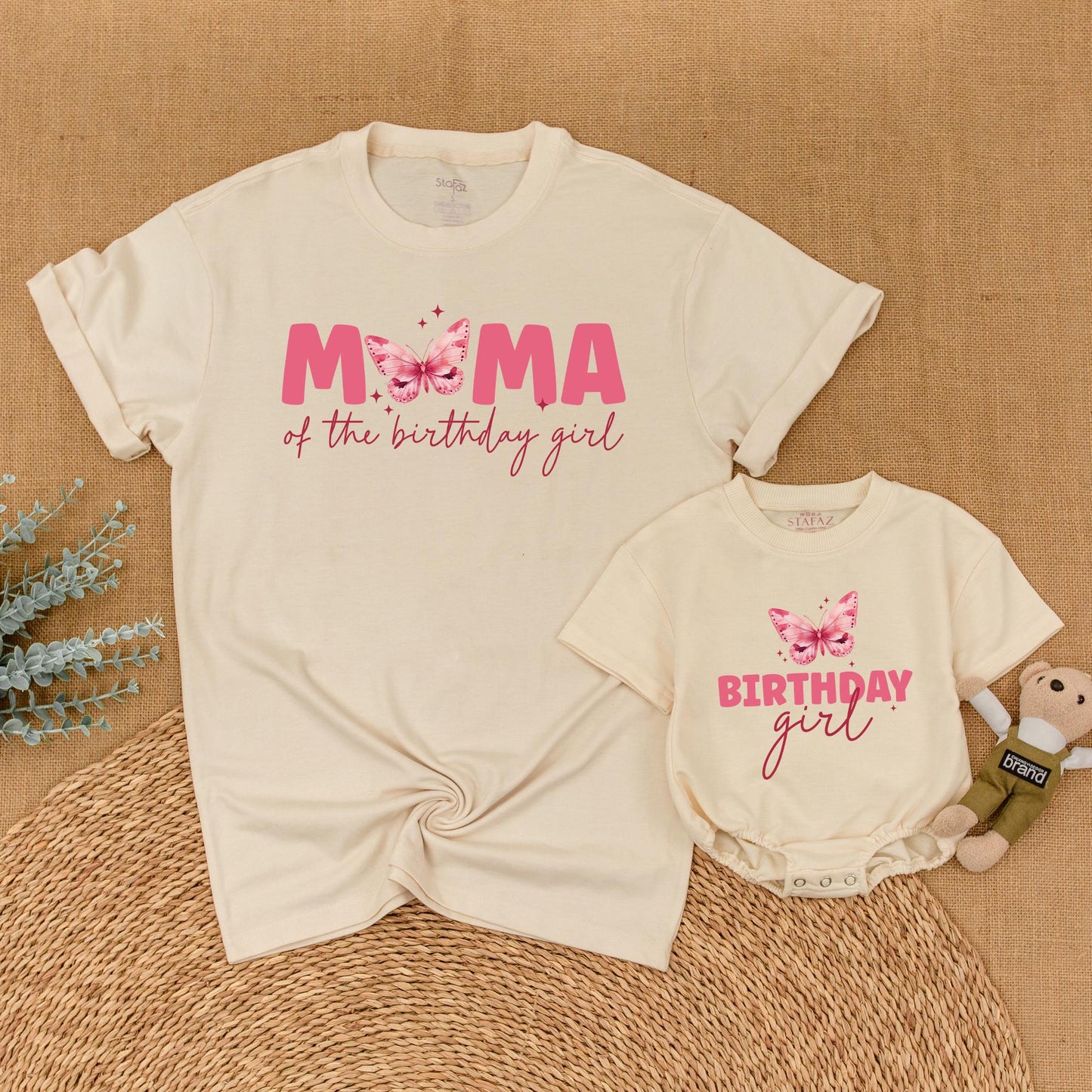 Butterfly Birthday Girl Matching Family Shirts Cute Outfit Baby Romper First Birthday Party Flutter Theme Matching Set Toddler Birthday Gift Idea