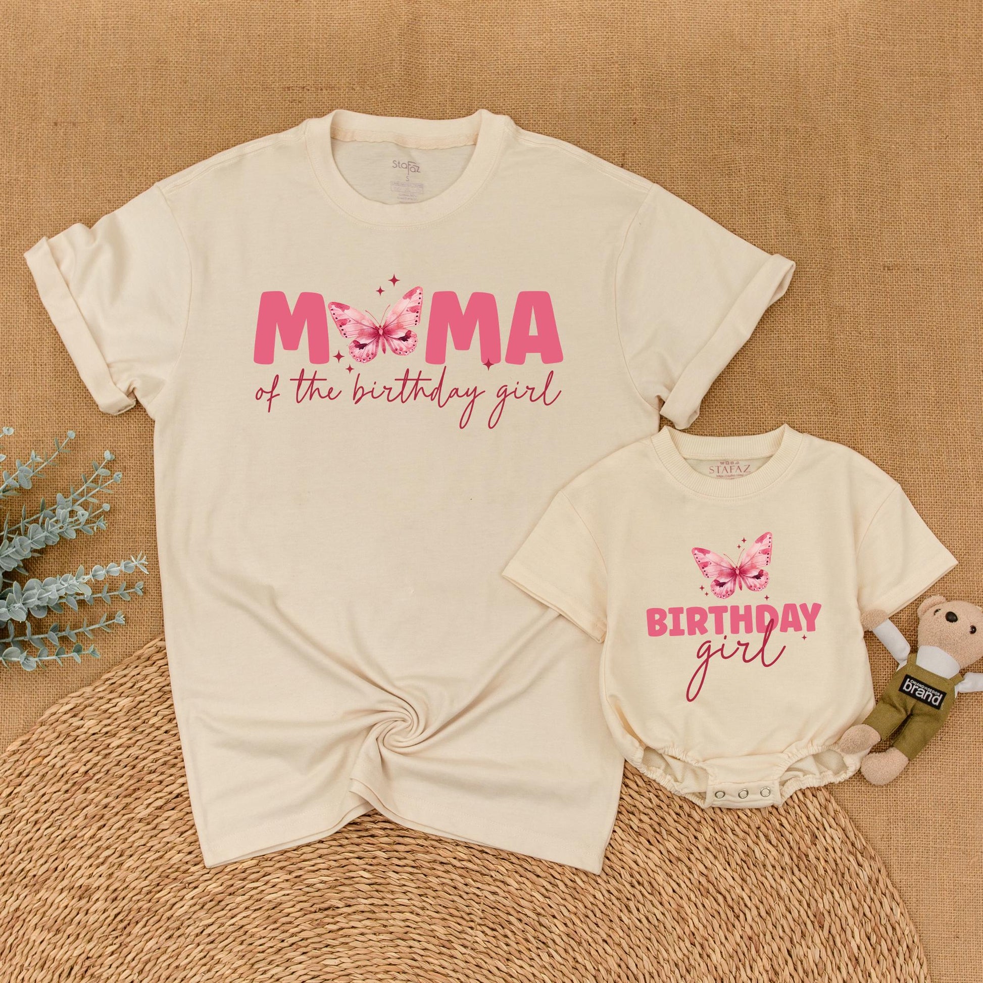 Butterfly Birthday Girl Matching Family Shirts Cute Outfit Baby Romper First Birthday Party Flutter Theme Matching Set Toddler Birthday Gift Idea