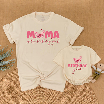 Butterfly Birthday Girl Matching Family Shirts Cute Outfit Baby Romper First Birthday Party Flutter Theme Matching Set Toddler Birthday Gift Idea