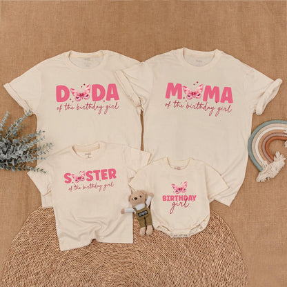 Butterfly Birthday Girl Matching Family Shirts Cute Outfit Baby Romper First Birthday Party Flutter Theme Matching Set Toddler Birthday Gift Idea