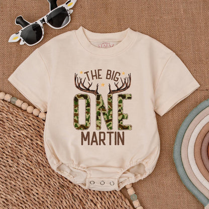The Big One Hunting Birthday Romper Custom First Birthday Bodysuit for Your Little Hunting Buddy Perfect for Boys