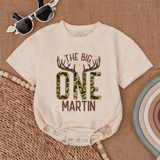 The Big One Hunting Birthday Romper Custom First Birthday Bodysuit for Your Little Hunting Buddy Perfect for Boys